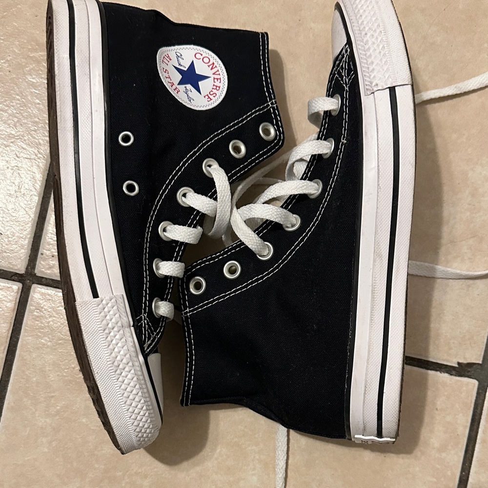 Converse Black and White High-Tops, worn once